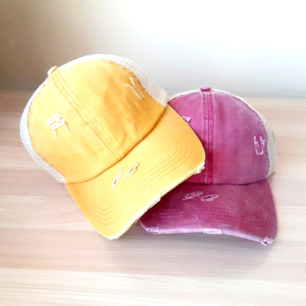 Criss cross ponytail hat bundle for women